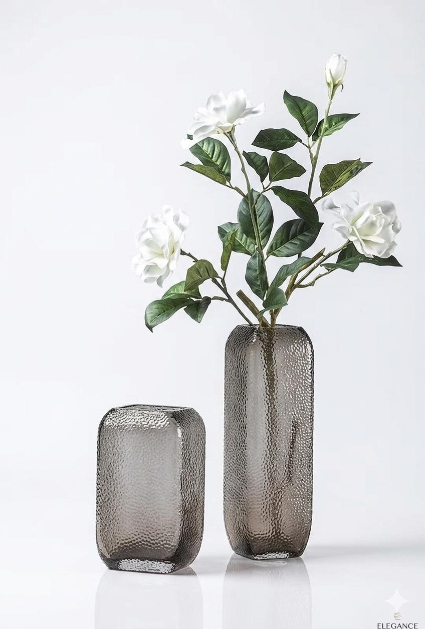 Black glass vases